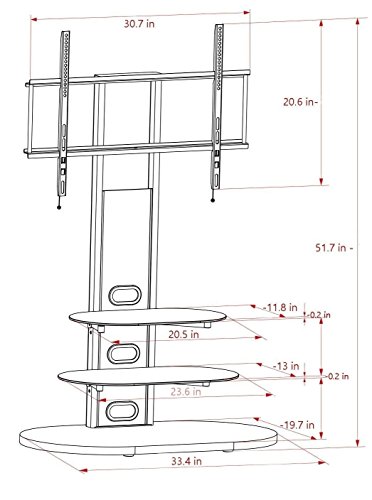 2xhome-TV-Stand-with-Shelves-Tempered-Glass-Shelf-Shelving-System-Combo-Unit-Rack-Tower-Base-Black-Two-2-Tier-Double-Tinted-Smoke-Colored-Glass-Coloured-Color-Integrated-TV-Mount-Mounted-Mounting-Brac-0-2