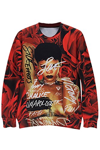 Agatha-Garcia-Womens-Fearless-Rihanna-Pattern-Round-Neckline-Long-Sleeves-Sweatshirt-0