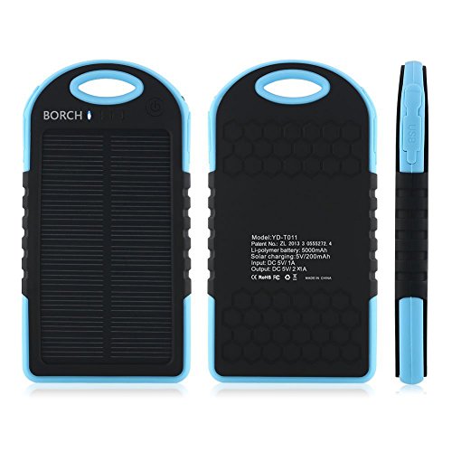 Borch-Solar-Panel-Charger-Cell-Phone-Portable-Charger-5000mah-Power-Bank-and-Travel-Charger-Utilizing-Both-Solar-Andor-Electrical-Energy-to-Fully-Charge-Wireless-Devices-on-the-Go-Shockproof-Dustproof-0-0