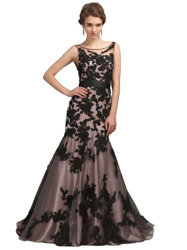 COCOMELODY-Womens-Trumpet-Sweep-Brush-Train-Lace-Evening-Dress-Formal-Gown-20-0