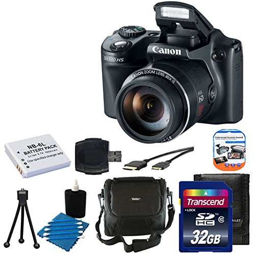 Canon-PowerShot-SX510-HS-121-MP-CMOS-Digital-Camera-with-30x-Optical-Zoom-and-1080p-Full-HD-Video-Extra-Battery-32GB-Class-10-Card-Complete-Deluxe-Accessory-Bundle-And-Much-More-0