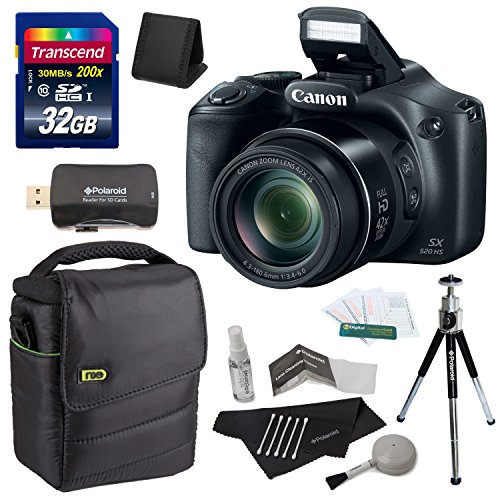 Canon-PowerShot-SX520-16-MP-Digital-Camera-with-42x-Optical-Image-Stabilized-Zoom-with-3-Inch-LCD-Black-32-GB-SDHC-Case-Tripod-Cleaning-Kit-Extra-Accessories-0