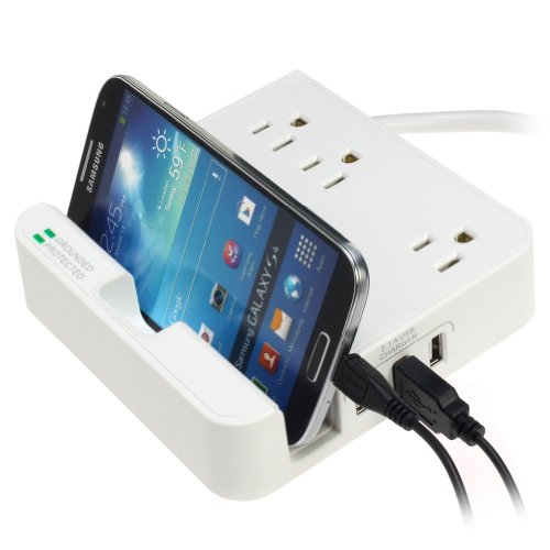 EZOPower-Desktop-Charging-Station-with-3-AC-Surge-Protected-Outlets-3-USB-Charging-Ports-and-Built-in-Slot-Holder-White-0