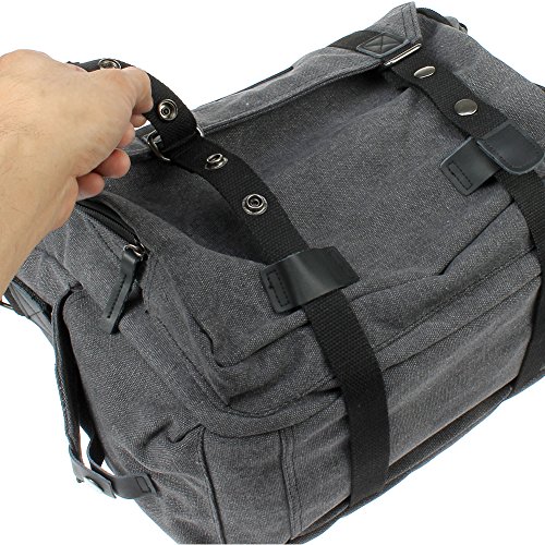 Evecase-Large-Canvas-Messenger-DSLR-Digital-Camera-Travel-Bag-wRain-Cover-TabletLaptop-Compartment-Removal-Padded-Insert-and-Shoulder-Strap-Black-0-4