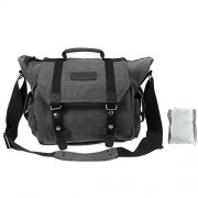 Evecase-Large-Canvas-Messenger-DSLR-Digital-Camera-Travel-Bag-wRain-Cover-TabletLaptop-Compartment-Removal-Padded-Insert-and-Shoulder-Strap-Black-0-6