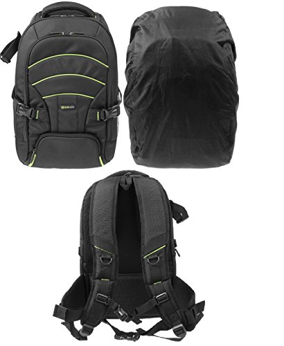 Evecase-Large-DSLR-CameraLaptop-Travel-Backpack-Gadget-Bag-w-Rain-Cover-for-Nikon-SLR-Series-Digital-Cameras-BlackGreen-0-5