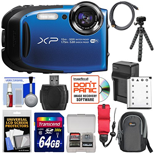 Fujifilm-FinePix-XP80-Shock-Waterproof-Wi-Fi-Digital-Camera-Blue-with-64GB-Card-Battery-Charger-Case-Flex-Tripod-Strap-Kit-0