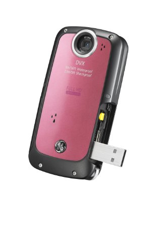 GE-DVX-WaterproofShockproof-1080P-Pocket-Video-Camera-Bubble-Gum-with-2GB-SD-Card-0-0