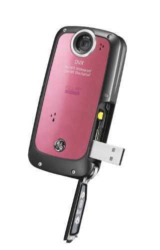 GE-DVX-WaterproofShockproof-1080P-Pocket-Video-Camera-Bubble-Gum-with-2GB-SD-Card-0-1