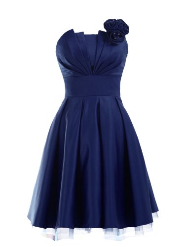 LandyBridal-Womens-Strapless-Pleated-Flower-Satin-Formal-Dress-Dark-Navy-M-0