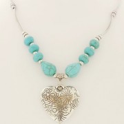 Necklace-Turquoise-and-Tibetan-Silver-Floral-Heart-0-0