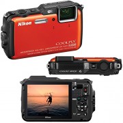 Nikon-COOLPIX-AW120-161-MP-Wi-Fi-and-Waterproof-Digital-Camera-with-GPS-and-Full-HD-1080p-Video-Orange-Import-EN-EL12-Battery-ACDC-Battery-Charger-11pc-Bundle-32GB-Deluxe-Accessory-Kit-w-HeroFiber-Ult-0-0