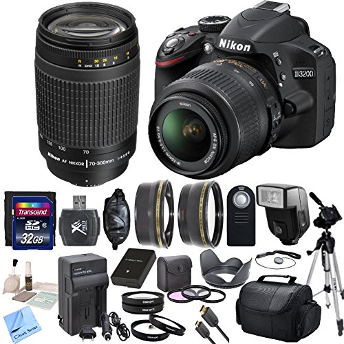 Nikon-D3200-242-MP-CMOS-Digital-SLR-with-18-55mm-f35-56-AF-S-DX-VR-NIKKOR-Zoom-Lens-Nikon-70-300mm-f4-56G-AF-Nikkor-Lens-CS-Premium-Package-Includes-Transcend-32GB-SDHC-Memory-Card-SD-Card-Reader-Memo-0