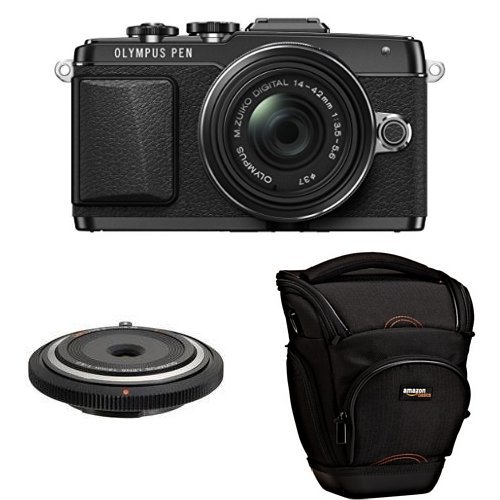 Olympus-E-PL7-Mirrorless-Camera-Black-w-14-42mm-IIR-Lens-Bag-and-Body-Cap-Lens-0