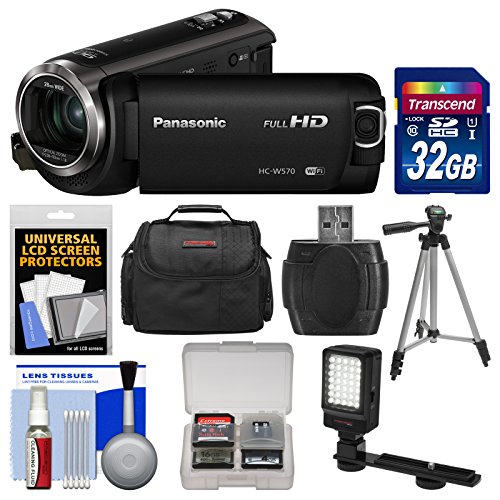 Panasonic-HC-W570-Twin-Recording-HD-Wi-Fi-Video-Camera-Camcorder-with-32GB-Card-Case-LED-Light-Tripod-Kit-0