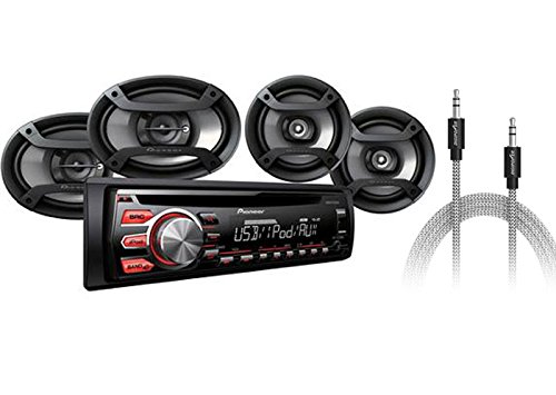 Pioneer-Car-Stereo-Audio-Combo-Pack-4-Speakers-AUX-Cable-AM-FM-CD-MP3-PLAYER-INPUT-200-WATTS-DXT-X2769UI00-TRUCK-SUV-BUS-0