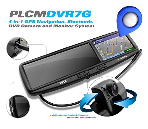 Pyle-PLCMDVR7G-Car-Vehicle-HD-DVR-Camera-Mirror-Monitor-Kit-with-GPS-Navigation-Bluetooth-DVR-Recording-Night-Vision-Camera-Record-Video-and-Save-Images-Dual-Camera-Recording-Backup-Camera-Compatible–0-1