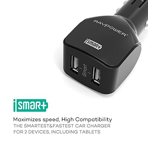 RAVPower-24W-48A-iSmart-Dual-USB-Port-Car-Charger-for-iPhone-iPad-iPod-Samsung-Galaxy-Kindle-LG-Nexus-Motorola-Blackberry-Nook-HTC-One-Bluetooth-Speakers-and-External-Batteries-and-More-Black-0-3