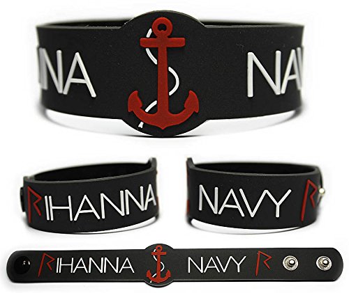 RIHANNA-Rubber-Bracelet-Wristband-Navy-Unapologetic-Talk-That-Talk-Loud-1-Pc-0