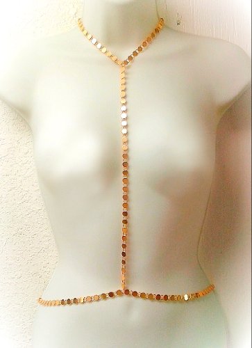 Rihanna-Inspired-Choker-Style-Body-Chain-Necklace-in-Gold-0-0