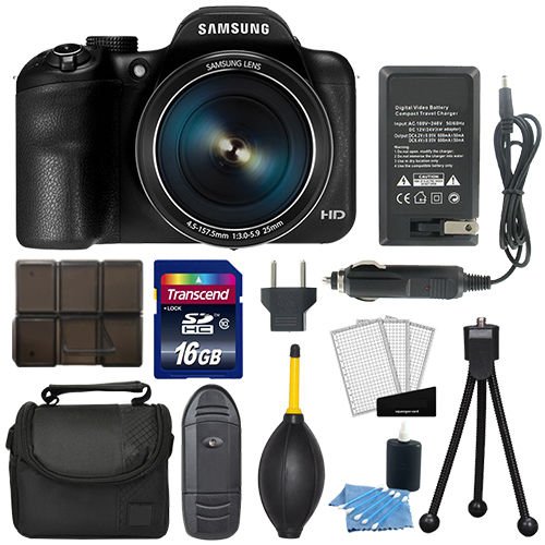 Samsung-WB1100F-Smart-WiFi-Digital-Camera-162MP-Black-Flexible-Tripod-Small-Digital-CameraVideo-Case-Black-Transcend-16GB-Top-Accessory-Kit-0