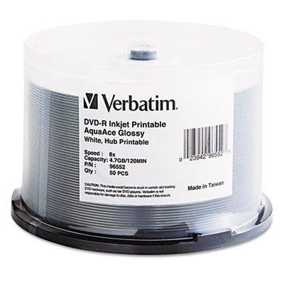 Verbatim-AquaAce-Glossy-White-Inkjet-Hub-Printable-16X-DVD-R-Media-50-Pack-in-Cake-Box-96552-0