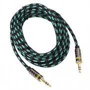 iKross-10-Feet-35mm-Jack-Braided-Sleeve-jacket-Stereo-Auxiliary-Aux-Audio-Cable-Black-Green-for-iPhone-iPod-Smartphone-Tablets-and-MP3-Players-0-0