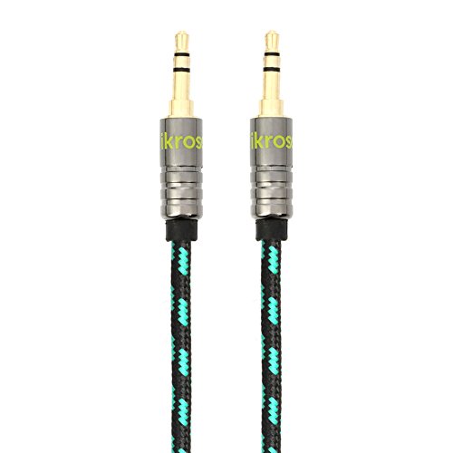 iKross-10-Feet-35mm-Jack-Braided-Sleeve-jacket-Stereo-Auxiliary-Aux-Audio-Cable-Black-Green-for-iPhone-iPod-Smartphone-Tablets-and-MP3-Players-0