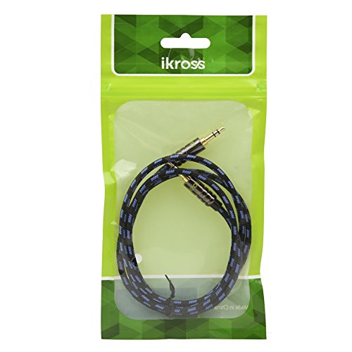 iKross-3-Feet-35mm-AUX-Jack-Tangled-Free-Braided-Sleeve-jacket-Stereo-Auxiliary-Aux-Audio-Stereo-Cable-Black-Blue-0-1