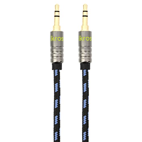 iKross-3-Feet-35mm-AUX-Jack-Tangled-Free-Braided-Sleeve-jacket-Stereo-Auxiliary-Aux-Audio-Stereo-Cable-Black-Blue-0