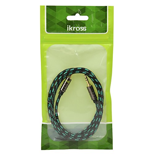 iKross-3-Feet-35mm-AUX-Jack-Tangled-Free-Braided-Sleeve-jacket-Stereo-Auxiliary-Aux-Audio-Stereo-Cable-Black-Green-0-6