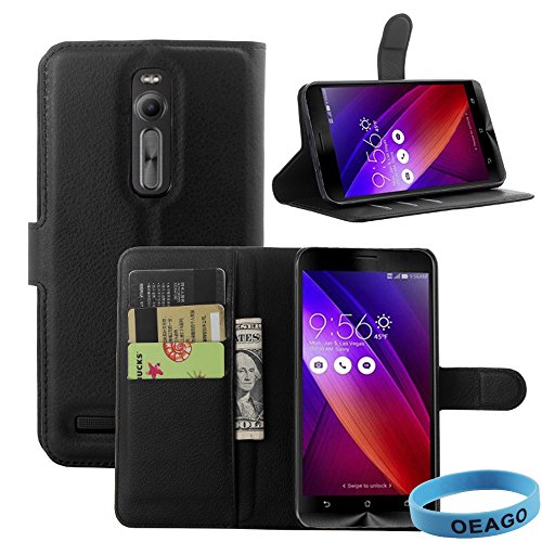 ASUS-ZenFone-2-Case-Cover-Accessories-Elegant-Magnetic-Litchi-Grain-PU-Leather-Wallet-Stand-Case-Cover-for-ASUS-ZenFone-2-ZE550ML-ZE551ML-55-Display-2015-Version-Black-0