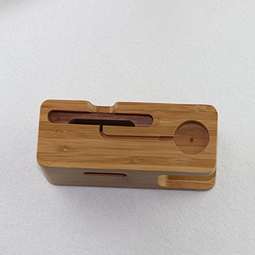 Blimark-Smartphone-AppleAndroid-Apple-Watch-Dual-StandiWatch-Bamboo-Wood-Charging-Stand-Bracket-Docking-Station-Stock-Cradle-HolderFits-All-iPhone-Models-and-Both-38mm-and-42mm-Sizes-of-2015-Watch-Mod-0-1