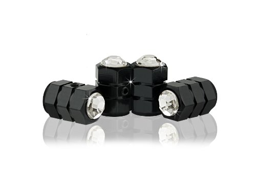 Bling-Anti-Theft-Locking-System-GREYGY-BC-Crystal-Metal-Black-Tire-Rim-Valve-Stem-Cap-0