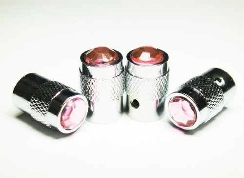 Bling-Anti-Theft-Locking-System-Pink-Diamond-Rhinestone-Metal-Chrome-Tire-Rim-Valve-Stem-Cap-VC-PKD-0-0