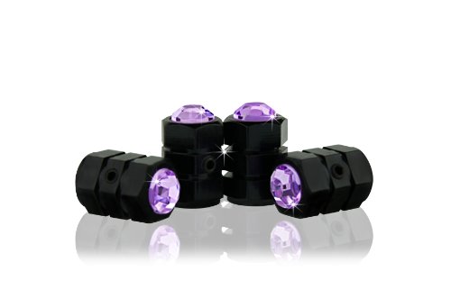 Bling-Anti-Theft-Locking-System-PurplePU-BC-Crystal-Metal-Black-Tire-Rim-Valve-Stem-Cap-0