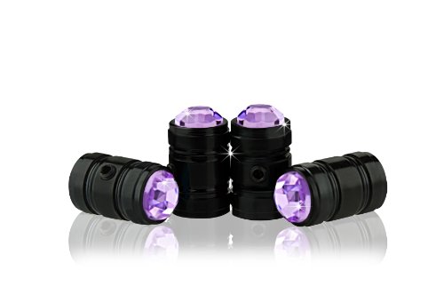 Bling-Anti-Theft-Locking-System-PurplePU-BE-Crystal-Metal-Black-Tire-Rim-Valve-Stem-Cap-0