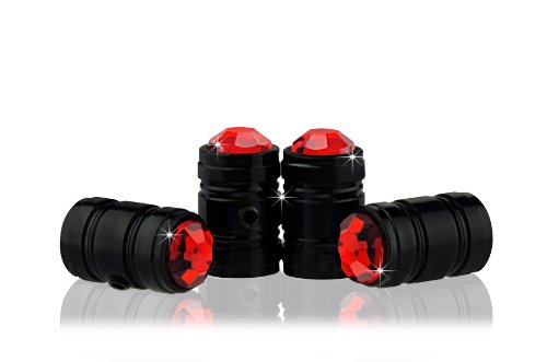 Bling-Anti-Theft-Locking-System-RedRD-BE-Crystal-Metal-Black-Tire-Rim-Valve-Stem-Cap-0