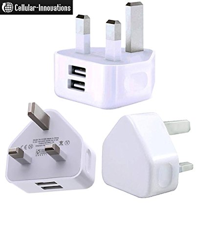 Cellular-Innovations-21-Amp-Dual-USB-Port-Wall-Charger-UK-HK-3-Prong-Adapter-for-Apple-and-Android-Devices-For-ALL-iPads-Tablets-Samsung-Galaxy-S5-S4-Note-3-4-LG-Sony-Xperia-White-0