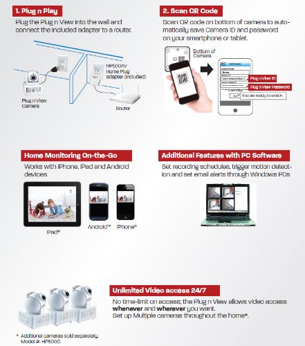 Diamond-Multimedia-HP500CK-Plugn-View-Remote-Home-Monitoring-Internet-Night-Vision-Security-Camera-Kit-for-iPhone-iPad-and-Android-Tablets-White-0-5