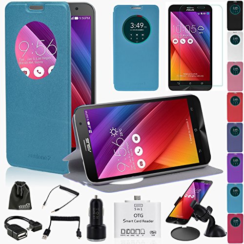 EEEKit-8-in-1-Starter-Kit-for-ASUS-ZenFone-2-ZE551ML-55-inch-Smart-Circle-Case-Tempered-Glass-Screen-Protector-OTG-Card-Reader-Car-ChargerMount-AudioSpring-Cable-for-ASUS-ZenFone-2-ZE551ML-55-inch-Lig-0