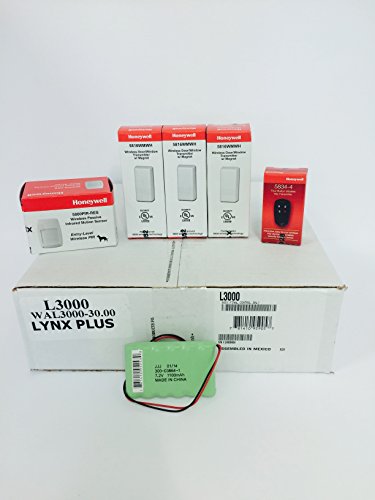 Honeywell-L3000-Lynx-Plus-with-Battery-3-5816WMWH-Contacts-5800PIR-RES-Motion-5834-4-Remote-Kit-Package-0