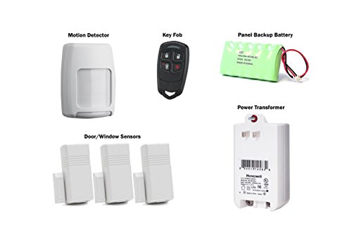 Honeywell-L5200-Kit-LYNX-Touch-Wireless-Security-Alarm-with-3-5816WMWH-DoorWindow-Transmitters-1-5834-4-Four-Button-Wireless-Keyfob-and-1-5800PIR-RES-Wireless-Motion-Detector-0-0