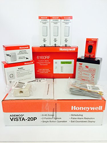 Honeywell-Vista-20P-6160RF-Keypad-3-5816WMWH-5800PIR-RES-5834-4-Battery-Siren-RJ31X-Jack-and-Cord-Kit-Package-0