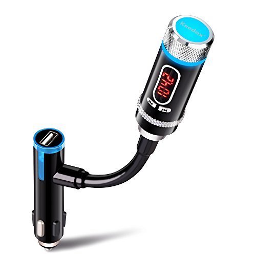 Keedox-Wireless-Bluetooth-21-EDR-FM-Radio-Stereo-Transmitter-Adapter-Car-Charger-Handsfree-Calling-Music-Control-and-USB-Charging-for-iPhone-55C5S66-iPod-Android-or-Windows-cell-phone-Music-players-0