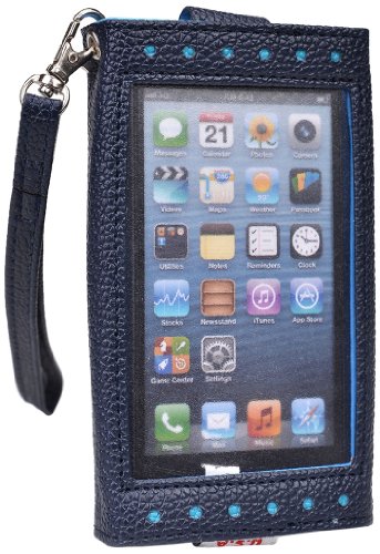 Kroo-Clutch-Wristlet-Wallet-for-4-inch-Smartphone-with-See-Thru-Screen-Carrying-Case-Non-Retail-Packaging-Dark-Blue-and-Baby-Blue-0