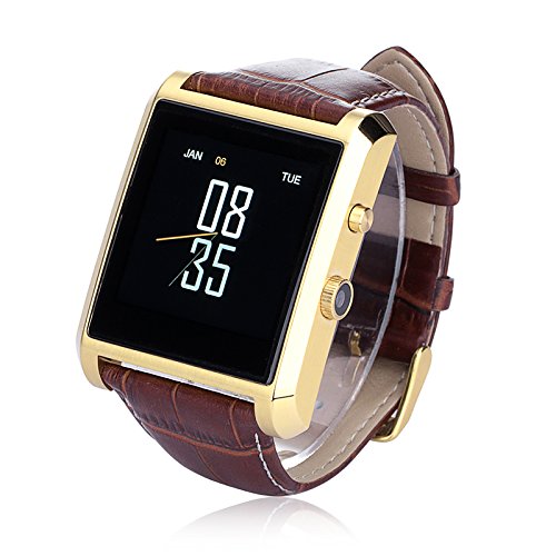 LEMFO-Bluetooth-Smart-Watch-Waterproof-Wrist-Phone-Mate-Smartwartch-for-Android-and-IOS-Cell-Phones-With-Camera-IPS-Screen-360mAh-Battery-Leather-Strap-Gold-0-0