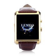 LEMFO-Bluetooth-Smart-Watch-Waterproof-Wrist-Phone-Mate-Smartwartch-for-Android-and-IOS-Cell-Phones-With-Camera-IPS-Screen-360mAh-Battery-Leather-Strap-Gold-0-1