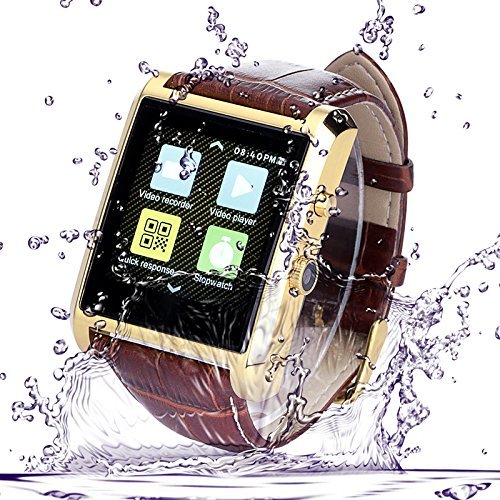 LEMFO-Bluetooth-Smart-Watch-Waterproof-Wrist-Phone-Mate-Smartwartch-for-Android-and-IOS-Cell-Phones-With-Camera-IPS-Screen-360mAh-Battery-Leather-Strap-Gold-0-3