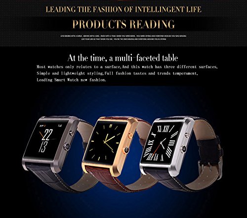 LEMFO-Bluetooth-Smart-Watch-Waterproof-Wrist-Phone-Mate-Smartwartch-for-Android-and-IOS-Cell-Phones-With-Camera-IPS-Screen-360mAh-Battery-Leather-Strap-Gold-0-5